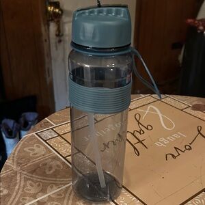 Blue Water Bottle with Straw